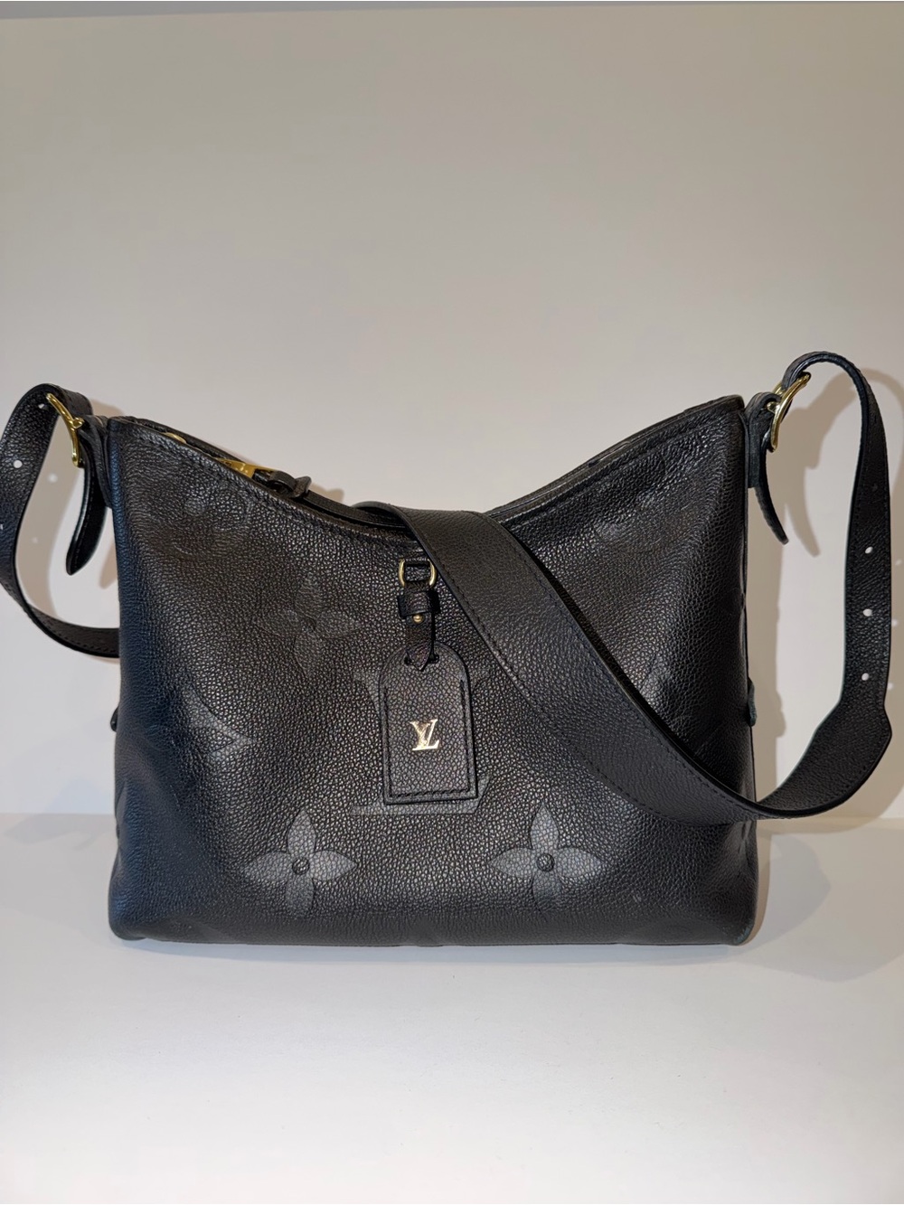 Louis Vuitton Black Monogram-Embossed Shoulder Bag
